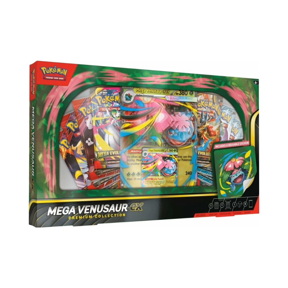 Pokémon TCG Mega Venusaur ex Premium Collection Kollektion Box mit Foil-Promo, Lenticular Jumbo-Karte und 8 Booster Packs, Englische Edition